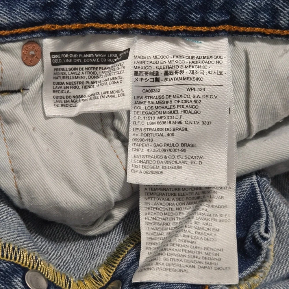 Levi's 501 Original Fit Jeans Mens 38x34 Blue Medium Button Fly Straight Whisker
